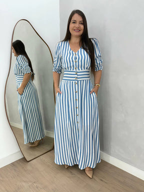 VESTIDO LUCIANA LISTRADO AZUL