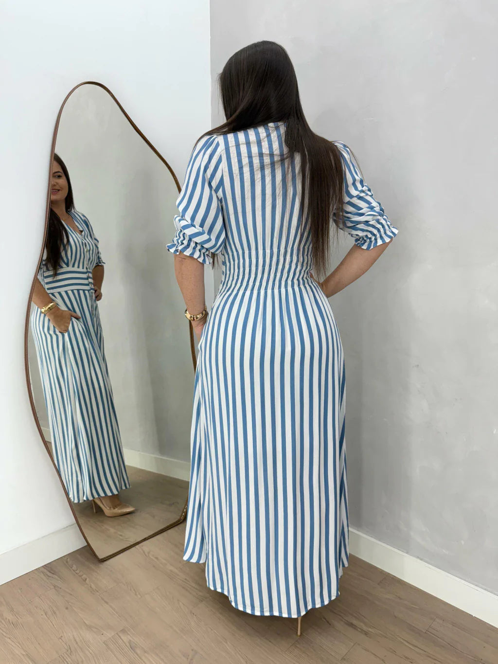 VESTIDO LUCIANA LISTRADO AZUL