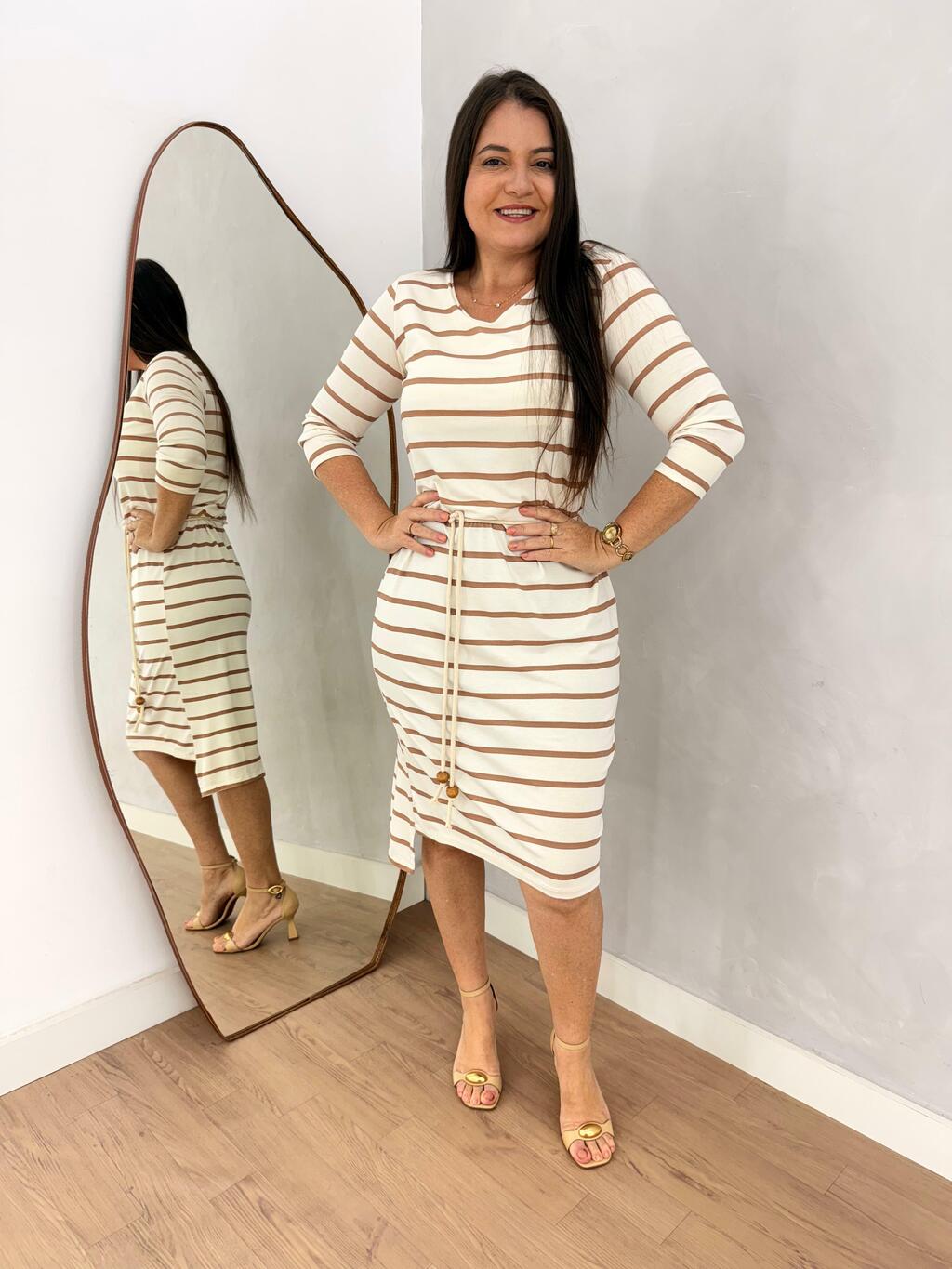 VESTIDO GABY LISTRADO NUDE