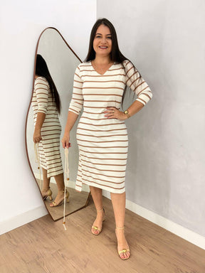VESTIDO GABY LISTRADO NUDE