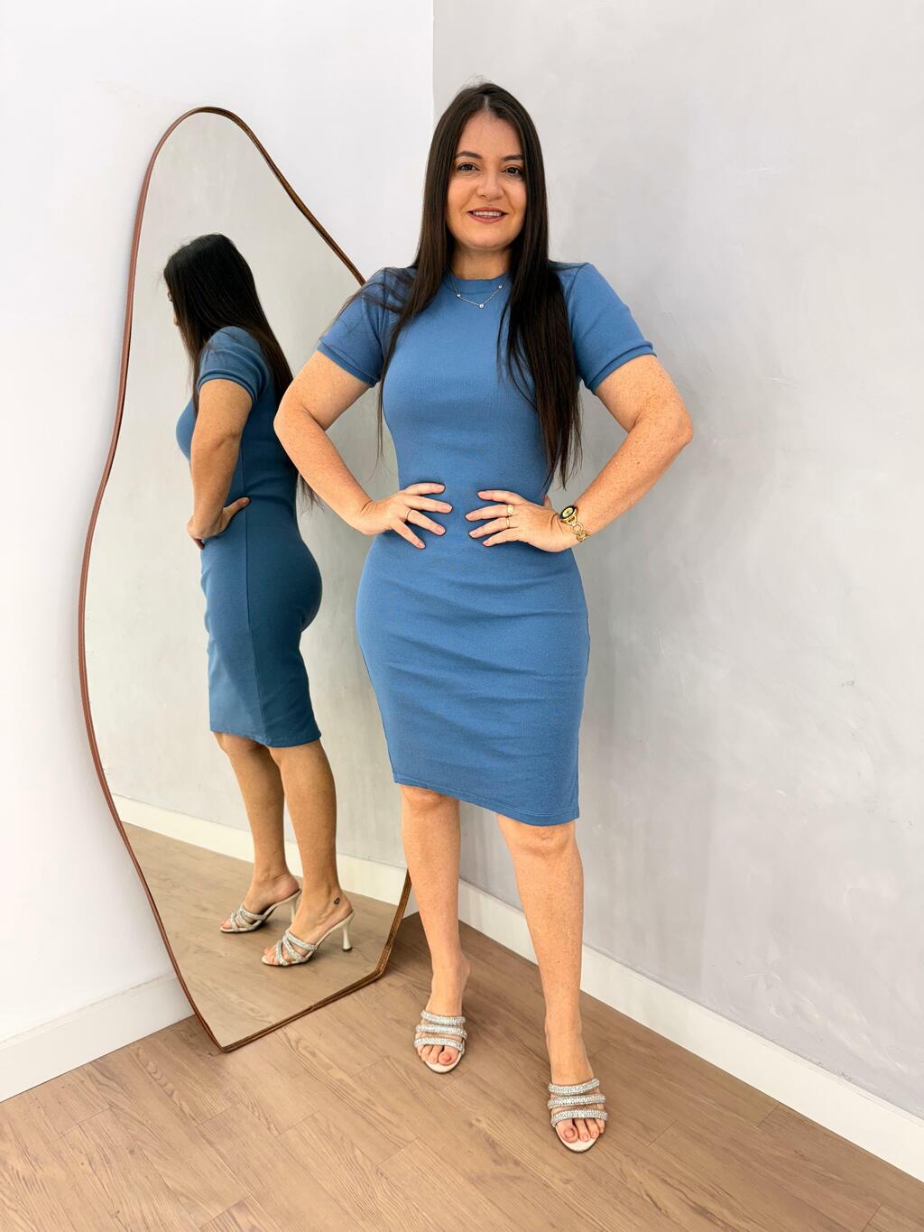 VESTIDO TUBINHO AZUL